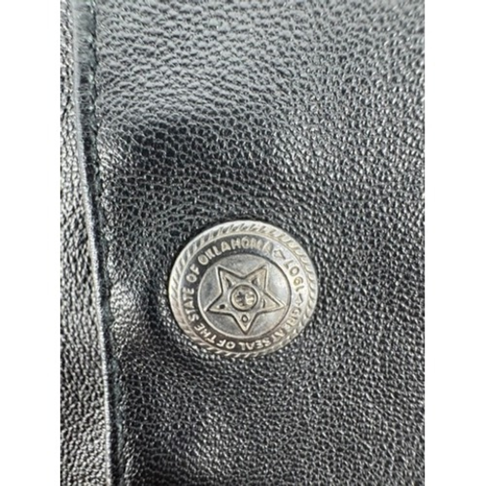 Scully Leather Vest Women XL Black‎ Western Oklahoma State Seal Buttons Cinch - Picture 4 of 12